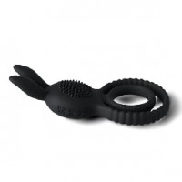 Double Cock Ring Vibrating with Clitoral Stimulation, with Remote Control, 10 Function, Waterproof, USB Rechargeable, BLACK